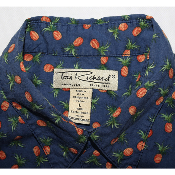 Tori Richard Men's Short Sleeve Button Front Pineapple Print Shirt Size Large - Picture 5 of 5